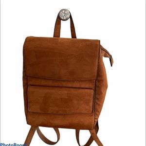 Brown suede mini backpack